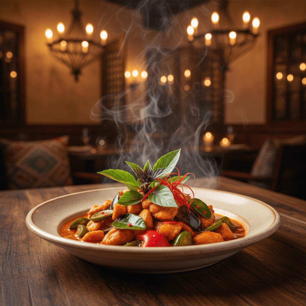 Fine dining Thai curry plated at Thai Love Restaurant