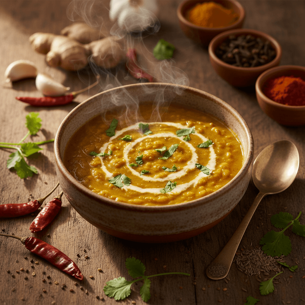 Red curry paste in white ceramic bowl with spoon